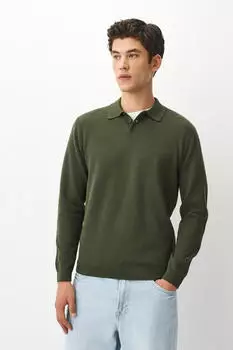 Next Fashion Regular Fit Poloshirt aus Strick, Pointelle (V3427603) grün
