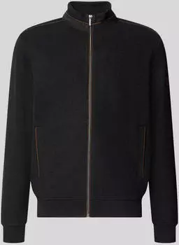 Bugatti Zip-up Stehkragen Strickjacke Regular Fit rot/schwarz
