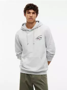 Tommy Hilfiger Regular Entry Signature Hood Kapuzensweatshirt Regular Fit (99688129) ice grau heather/hellgrau/knallrot/schwarz