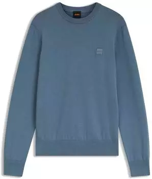 Hugo Boss Pullover aus Baumwoll-Mix mit Logo-Patch - Style Kanovano_S 50527583 Blau