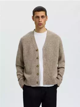 Selected Tom Regular Fit Strickjacke oatmeal/neps