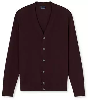 OLYMP Strick Cardigan geknöpfter V-Ausschnitt Merinowolle (54513744) bordeaux