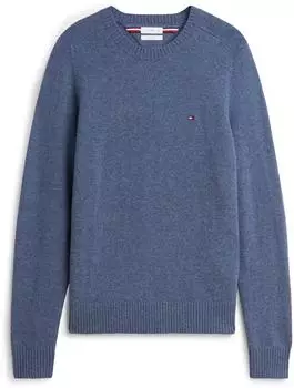 Tommy Hilfiger Lambswool Crew Neck Strickpullover (MW0MW36535) aegean sea heather