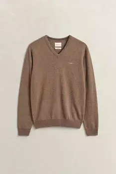 GANT Superfine Lambswool V-Neck Pullover Regular Fit (13172437) light brown melange