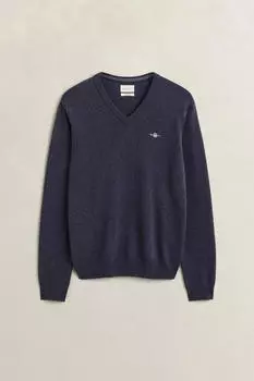 GANT Superfine Lambswool V-Neck Pullover Regular Fit dark navy melange