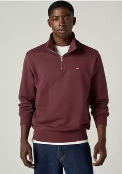 Levi's Original HM 1/4 Zip Sweatshirt mit Troyer-Kragen und Logo-Stickerei (1B90016) vineyard wine