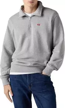 Levi's Original HM 1/4 Zip Sweatshirt mit Troyer-Kragen und Logo-Stickerei (32129364) hellgrau/blutrot