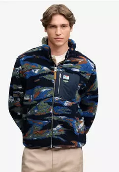 Superdry Terrain Fleece Zip Thru Sweat Jacke Relaxed Fit navy camo