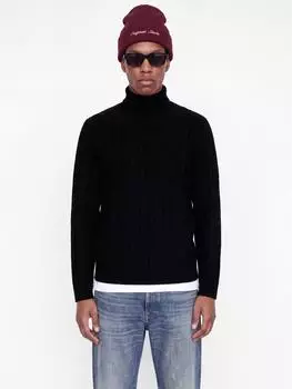 Jack & Jones JPRBLUCALLUM Cable Knit Roll Neck Rollkragenpullover Regular Fit (12299948) schwarz