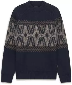 Bugatti Pullover Seasonal Collection Rollkragen (25564F 7700-390) dunkelblau gedruckt