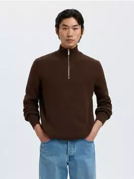 Selected TELLER Pullover Relaxed Fit dunkelbraun