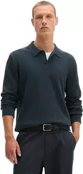 Marc O'Polo Langarm-Poloshirt aus reiner Bio-Baumwolle (5000012447) peppercorn grey
