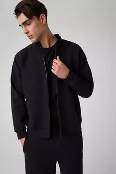 Guess THOR Sweatjacke Stehkragen Regular Fit jet schwarz
