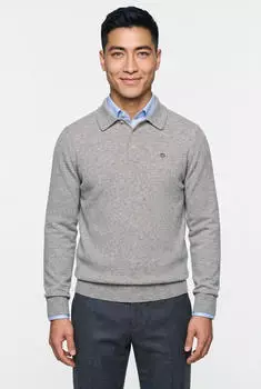 GANT Superfine Lambswool Polopullover (45028626) grau melange