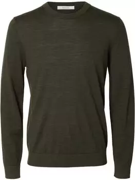 Selected Merino Wool Strickpullover (16094647) forest night