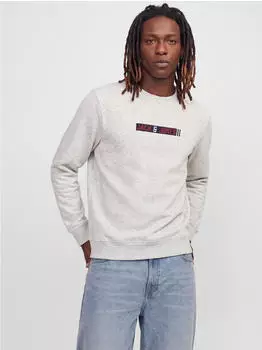 Jack & Jones JJAERO / JJMUNK Sweat Crew Neck Sweatshirt Regular Fit (12298431) offwhite melange