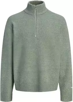 Jack & Jones JOR Norrebro Sweatshirt mit halbem Reißverschluss Loose Fit (12282749) grünmeliert