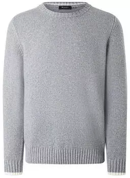 Maerz Pullover Regular Fit Rundhals Merinowolle (415700) beige meliert/blau/braun