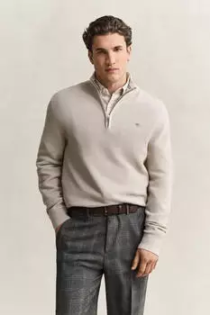GANT Micro Textured Cotton Half Zip Troyer Regular Fit (8030292) clay beige