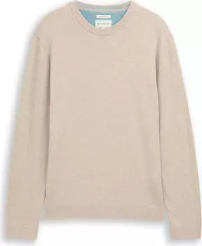 Tom Tailor Basic Baumwolle Strickpullover cashew beige melange (Herren) (1039805-38310)