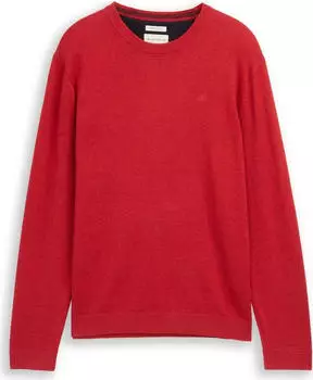 Tom Tailor Basic Baumwolle Strickpullover salsa red non-solid (Herren) (1039805-13686)
