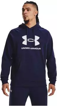 Under Armour Rival Fleece Logo Hoodie midnight navy/wei&szlig; (Herren) (1379758-410)