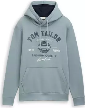 Tom Tailor Logo-Print Hoodie grey mint (Herren) (1043292-27475)