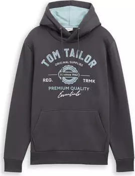 Tom Tailor Logo-Print Hoodie tarmac grey (Herren) (1043292-10899)