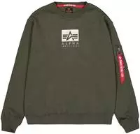 Alpha Industries Satin-Logo-Sweatshirt - Oliv Herren