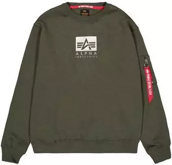 Alpha Industries Satin Logo Sweatshirt dark olive (Herren) (148311-142)
