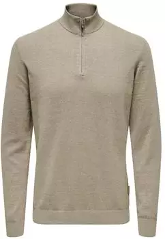 ONLY & SONS Loui Zip Strickpullover desert taupe (Herren) (22030094)