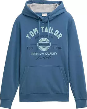Tom Tailor Logo-Print Hoodie real teal blue (Herren) (1043292-38224)