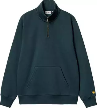 Carhartt Chase Neck Zip Sweat Sweatshirt duck blue/gold (Herren) (I033665-2D0-XX)