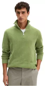 Marc O'Polo Troyer Pullover mit Halbrei&szlig;verschluss Melange (5000010526) forest dust