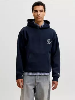 Jack & Jones R&uuml;ckenprint Kapuzenpullover Loose Fit (12305616) sky captain/wei&szlig;