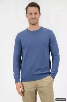 Gardeur Strickpullover Regular Fit Rundhals (77675746) blau
