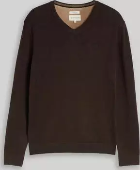 Tom Tailor Strickpullover mit V-Ausschnitt aus Baumwolle Strickpullover braun (Herren) (1039811-40781)