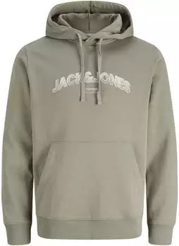 Jack & Jones JJAVERY SWEAT HOOD Kapuzensweatshirt Regular Fit (12298451) taupe/wei&szlig;