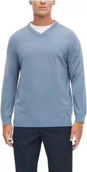 s.Oliver Feiner V-Neck-Pullover aus 100% Merinowolle (2180981) taubenblau