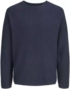 Jack & Jones JPRBLUMASON KNIT CREW NECK SN Rundhalspullover Regular Fit (12304253) dark navy detail:twist