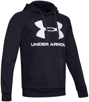 Under Armour Men's Rival Fleece Sportstyle Logo Hoodie (1345628-001) Black/White