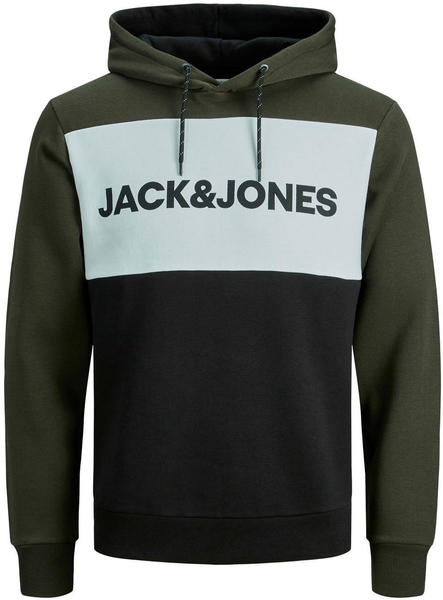 Jack & Jones Colour Block Logo Hoodie (12172344) forest night