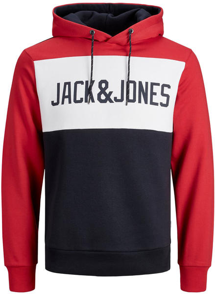Jack & Jones Colour Block Logo Hoodie (12172344) tango red