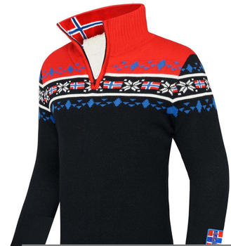Nebulus Strickpullover mit Kunst-Fell Steen Herren schwarz-rot