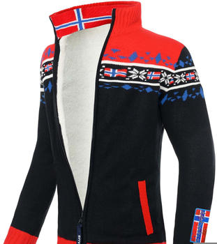 Nebulus Norweger Strickjacke Canadian Herren schwarz/rot