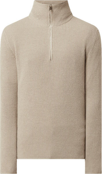 Marc O'Polo Jumper in a zip neck style in an elegant cotton/new wool blend (M30505560296) linen white