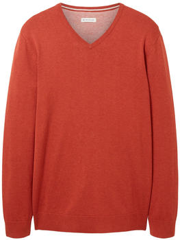 Tom Tailor Melierter Pullover mit V-Ausschnitt (1027665-32720) warm red melange