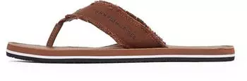Tommy Hilfiger HILFIGER LEATHER BEACH SANDAL brown winter cognac