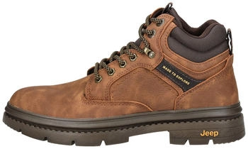 Jeep Faux Leather/Textile Lace-up Ankle Boot cognac
