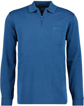 Ragman Softknit-Poloshirt Langarm mit Zip (540292-765) blau-melange